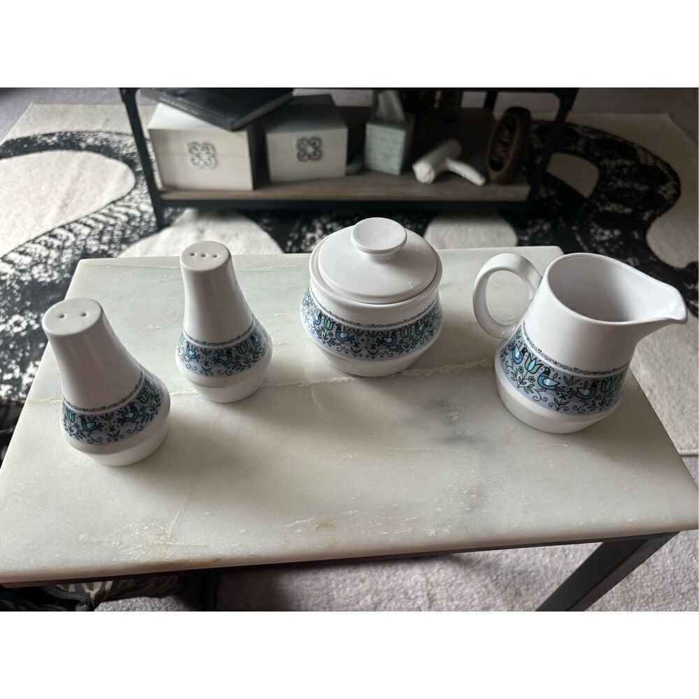 Vintage Noritake Progression Felicity 9028 Salt Pepper Cream Sugar